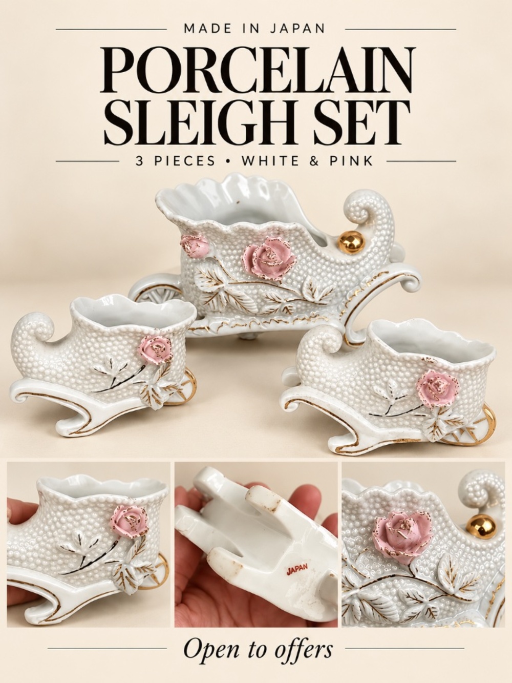 Japanese Porcelain Sleigh Set